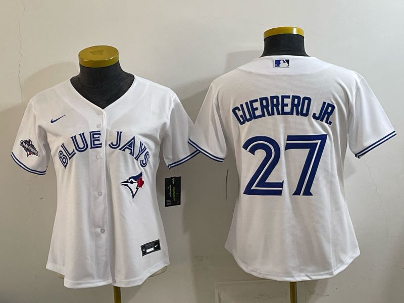 Women Toronto Blue Jays #27 Guerrero jr White 2026 Nike Game MLB Jersey 005